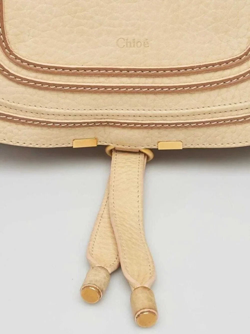 Chloe Light Beige/Brown Nubuck Leather Medium Marcie Bag
